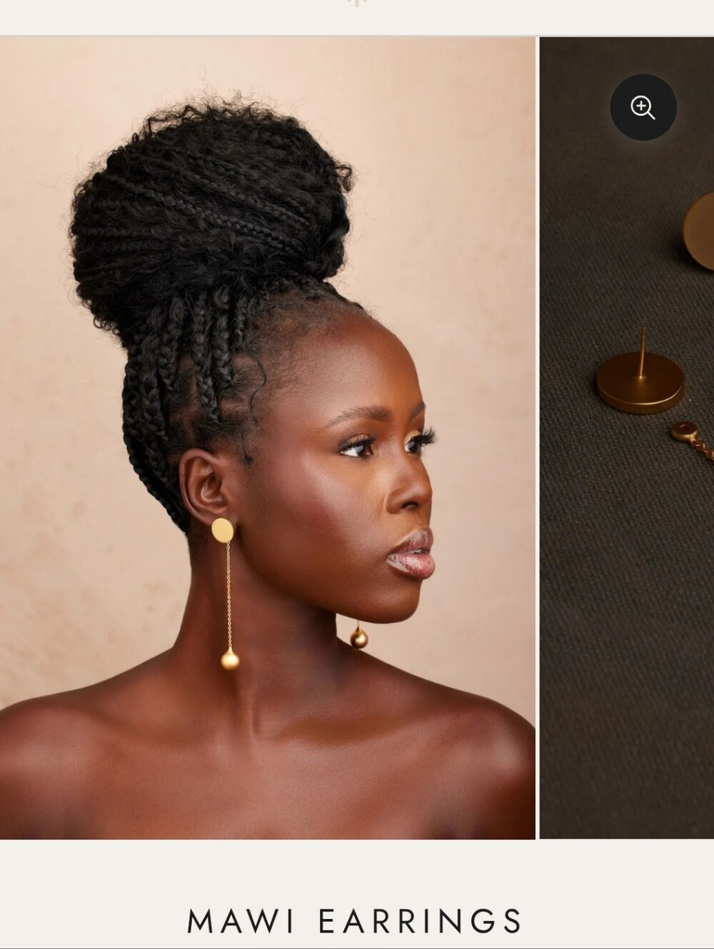 MAWI Khoi Gold Long Drop Chain Earrings with Spherical Bead